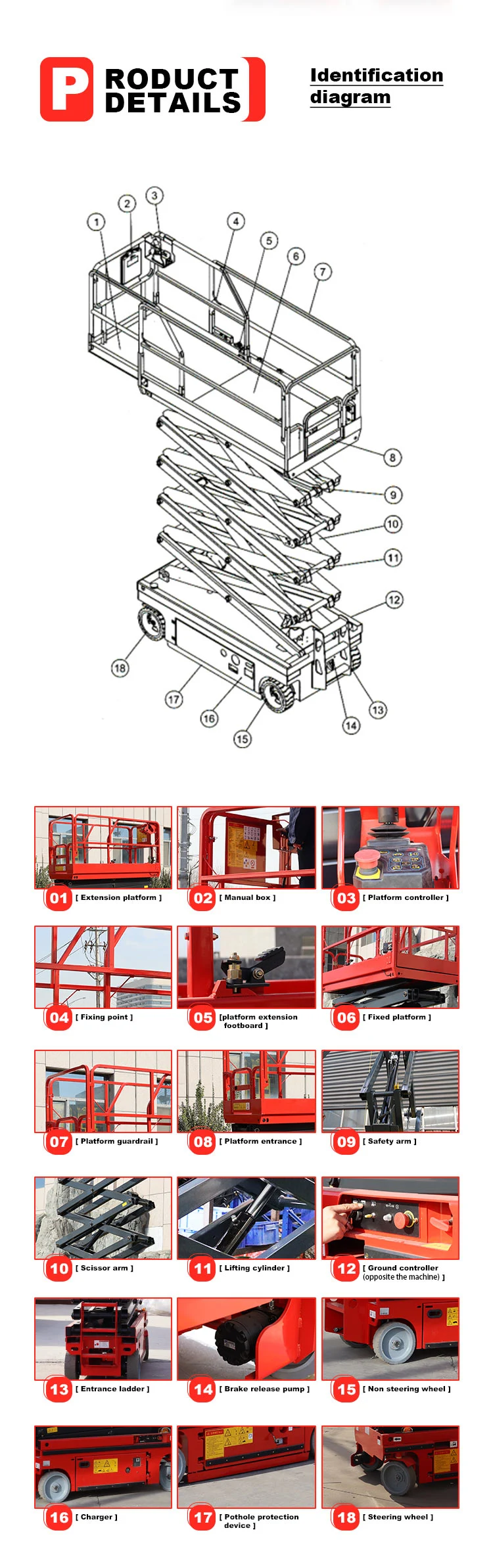 Battery Powered Self Propelled 6 M 8 M Elevating Work Platform