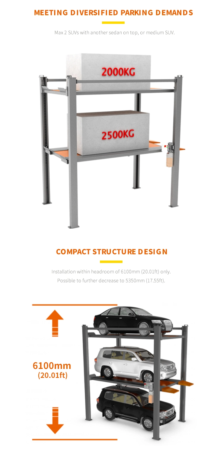 2500kg 4 Post Auto Lift for Sale/3 Levels Smart Parking System