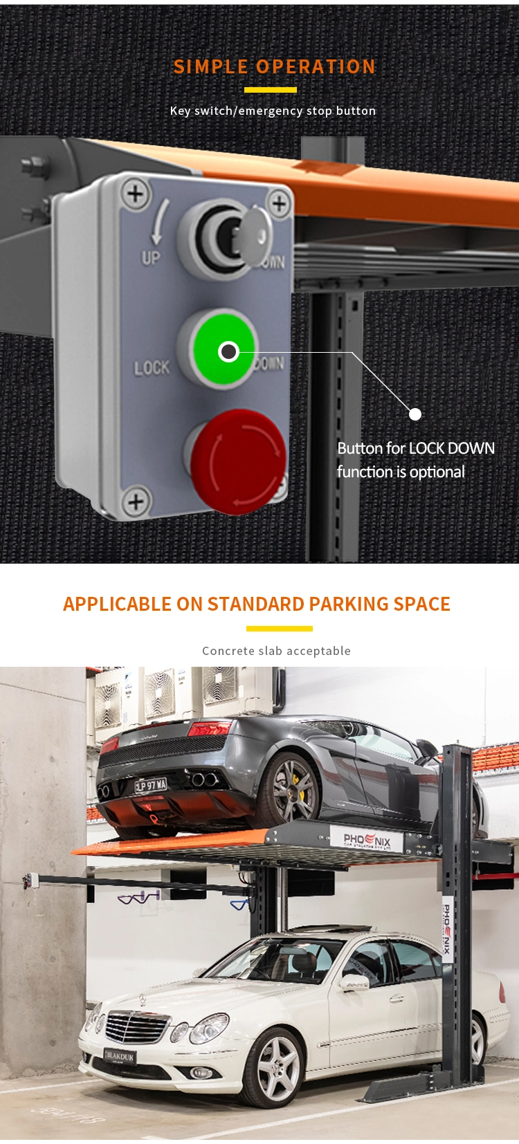 TUV 2 High Stacker Parking Lift 2 Post Car Parking System